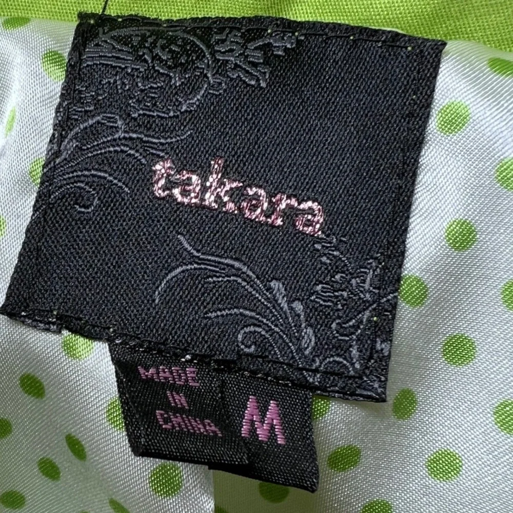 Takara Girls Size Medium‎ Bright Green Double Breasted Trench Coat Belted Ruffle